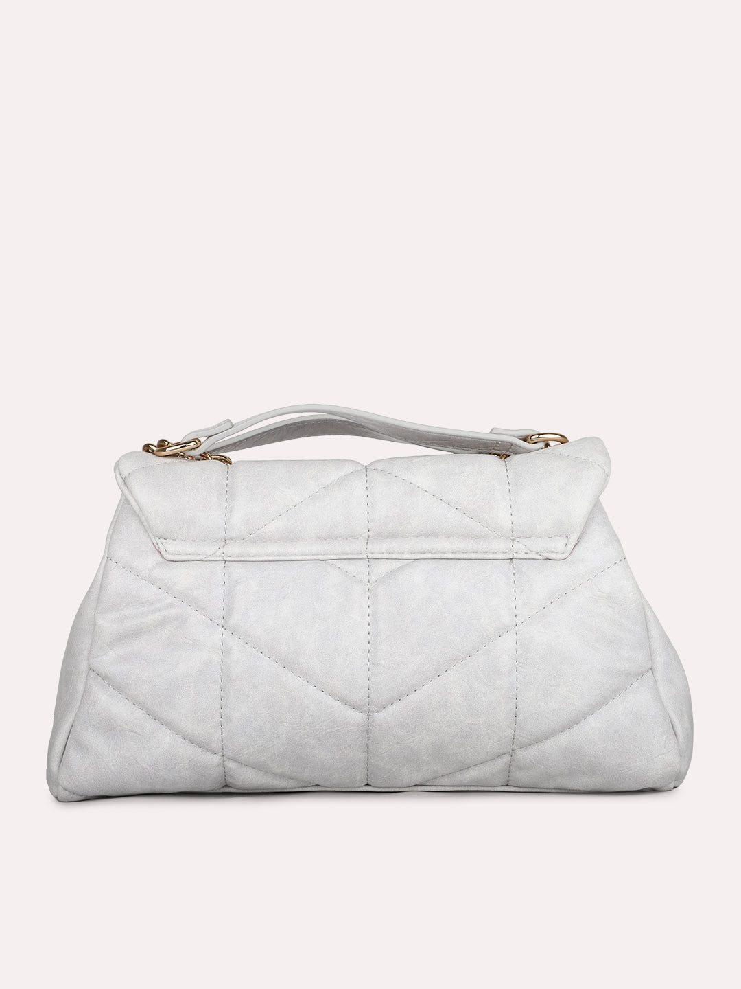 Womens White Textured Shoulder Bag