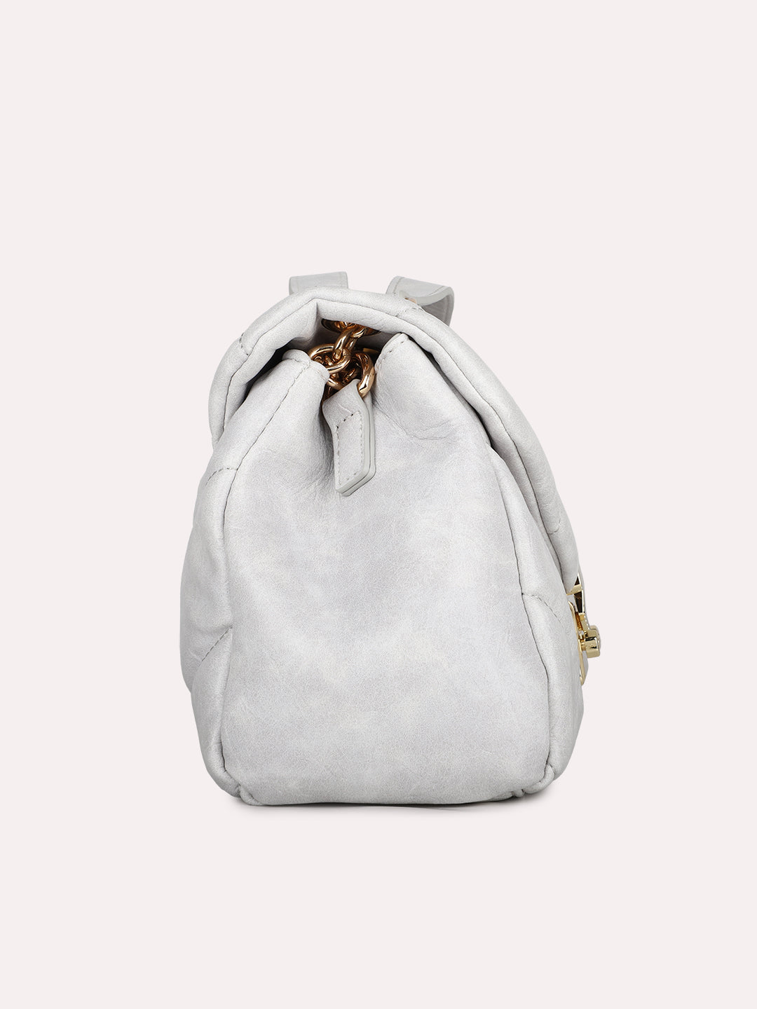 Womens White Textured Shoulder Bag