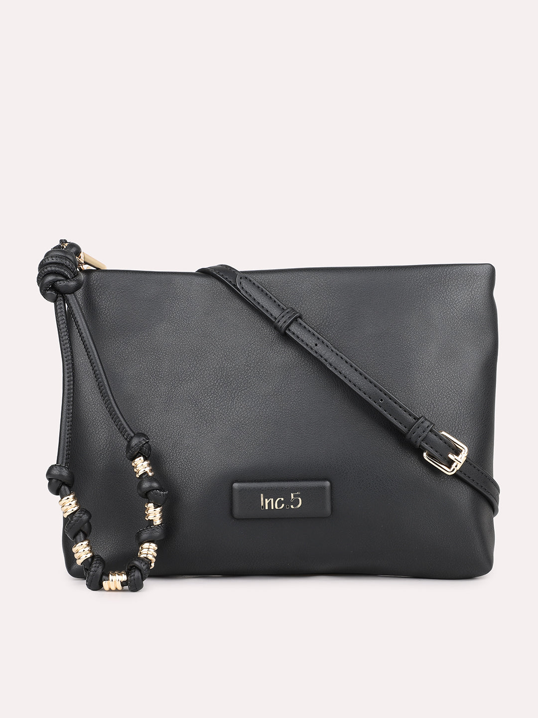 Womens Black Solid Sling Bag