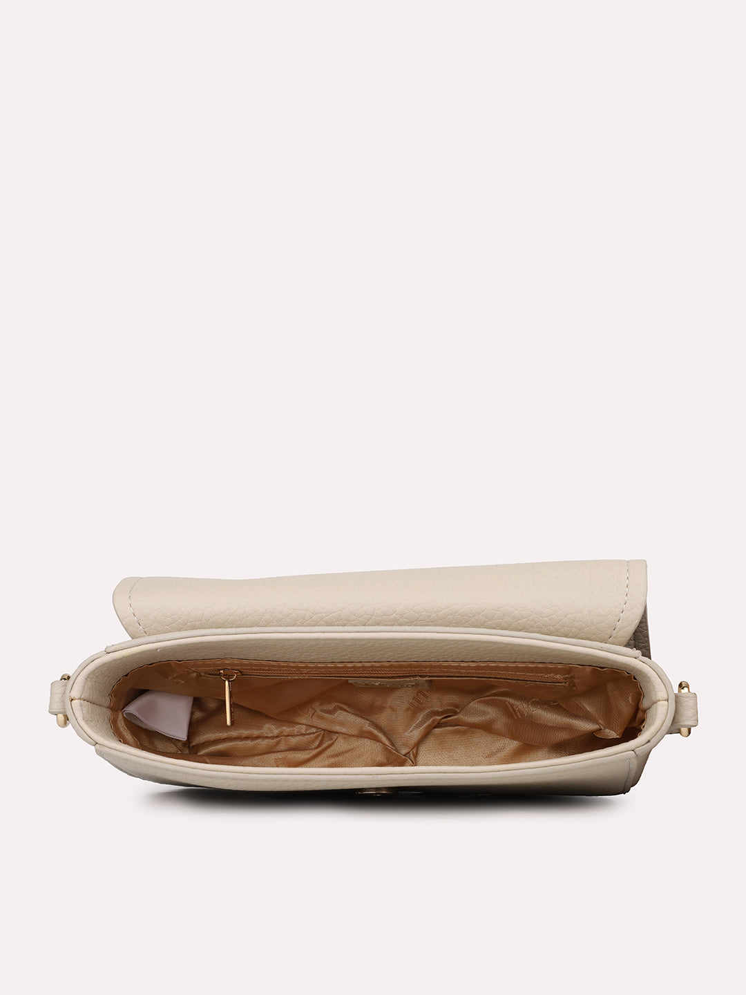 Womens Beige Textured Sling Bag