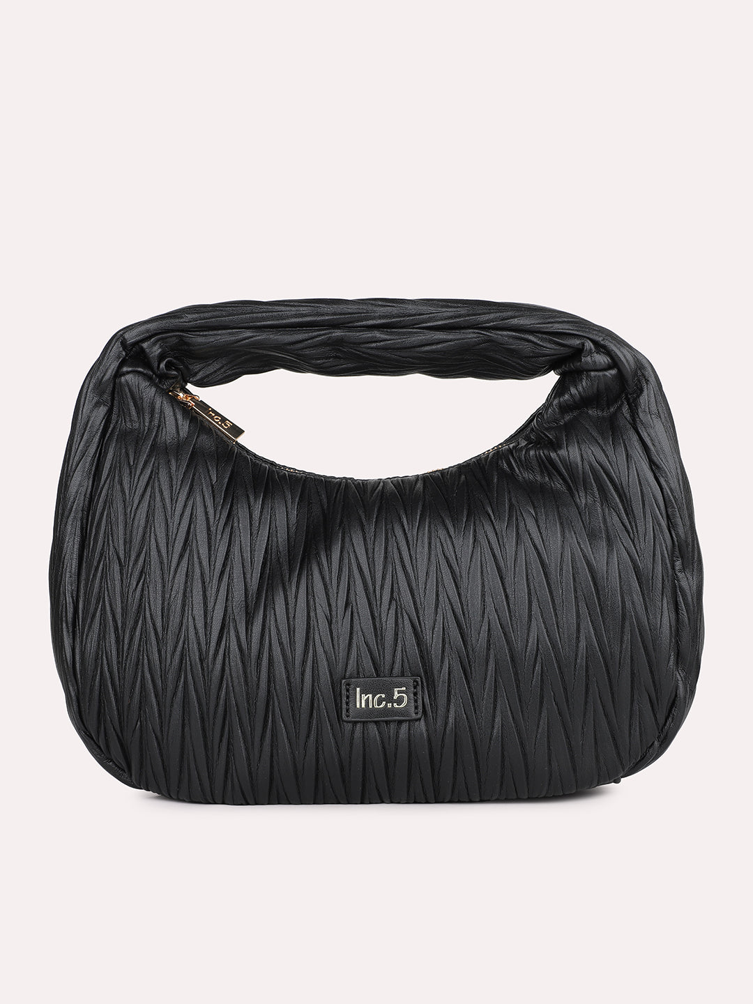 Womens Black Textured Handbag