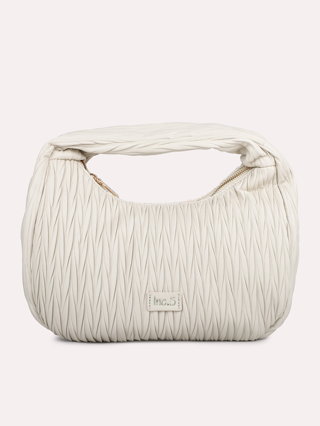 Womens Cream Textured Handbag