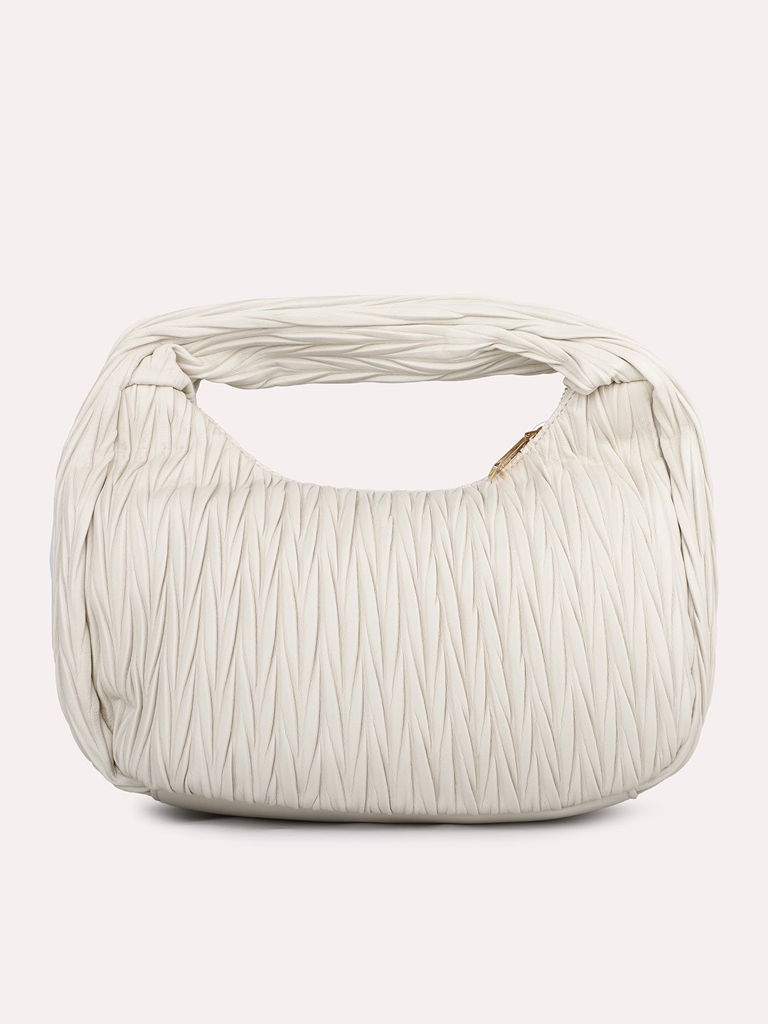 Womens Cream Textured Handbag