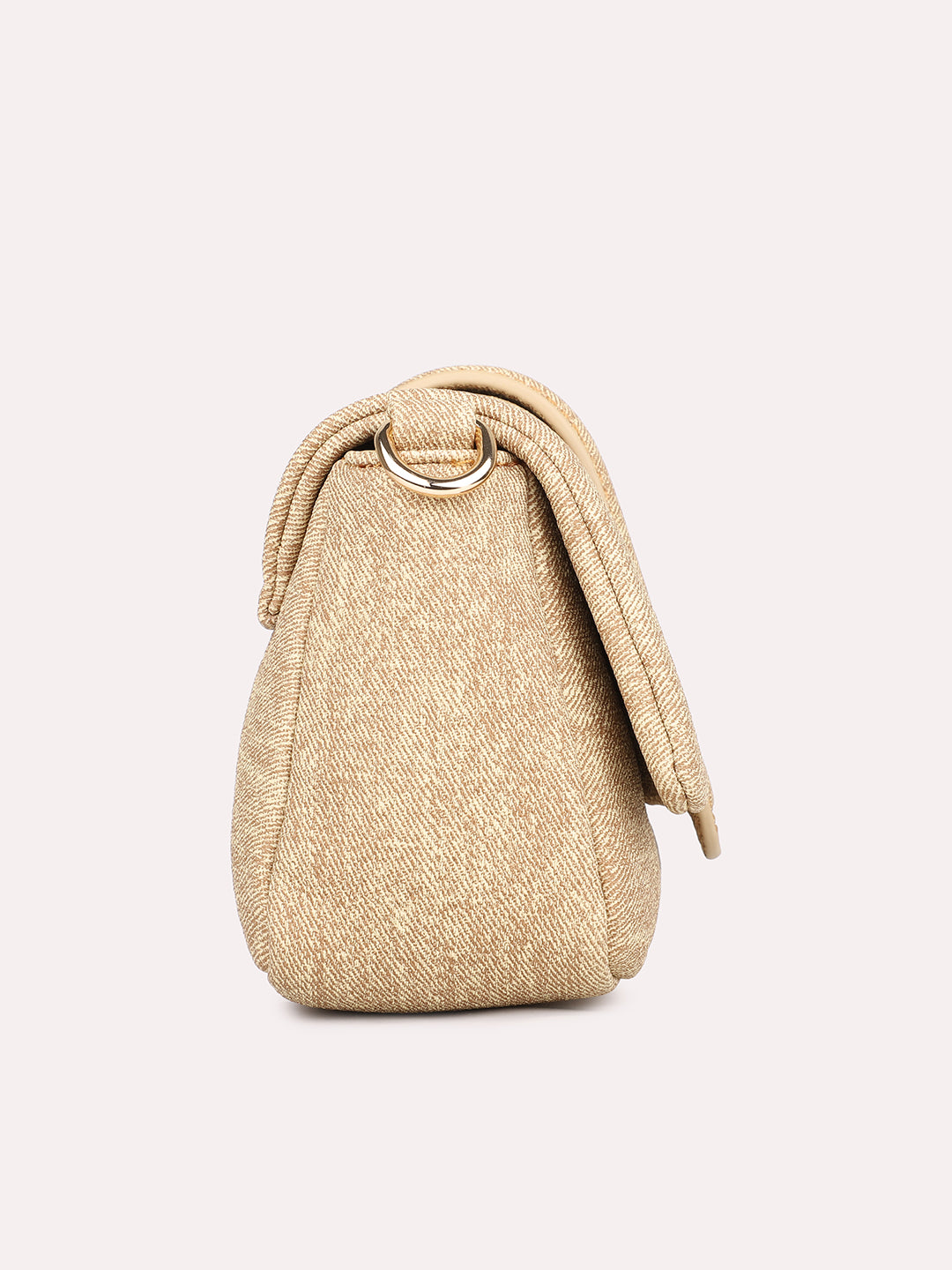 Womens Beige Textured Sling Bag