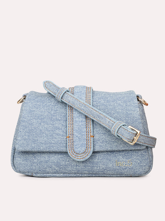 Womens Blue Textured Sling Bag