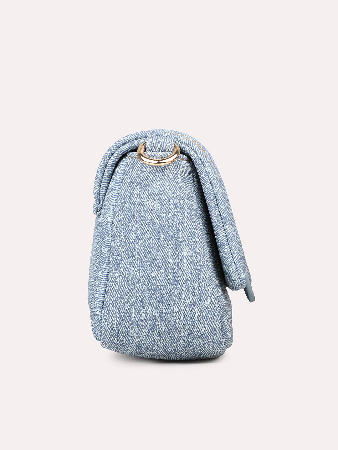 Womens Blue Textured Sling Bag