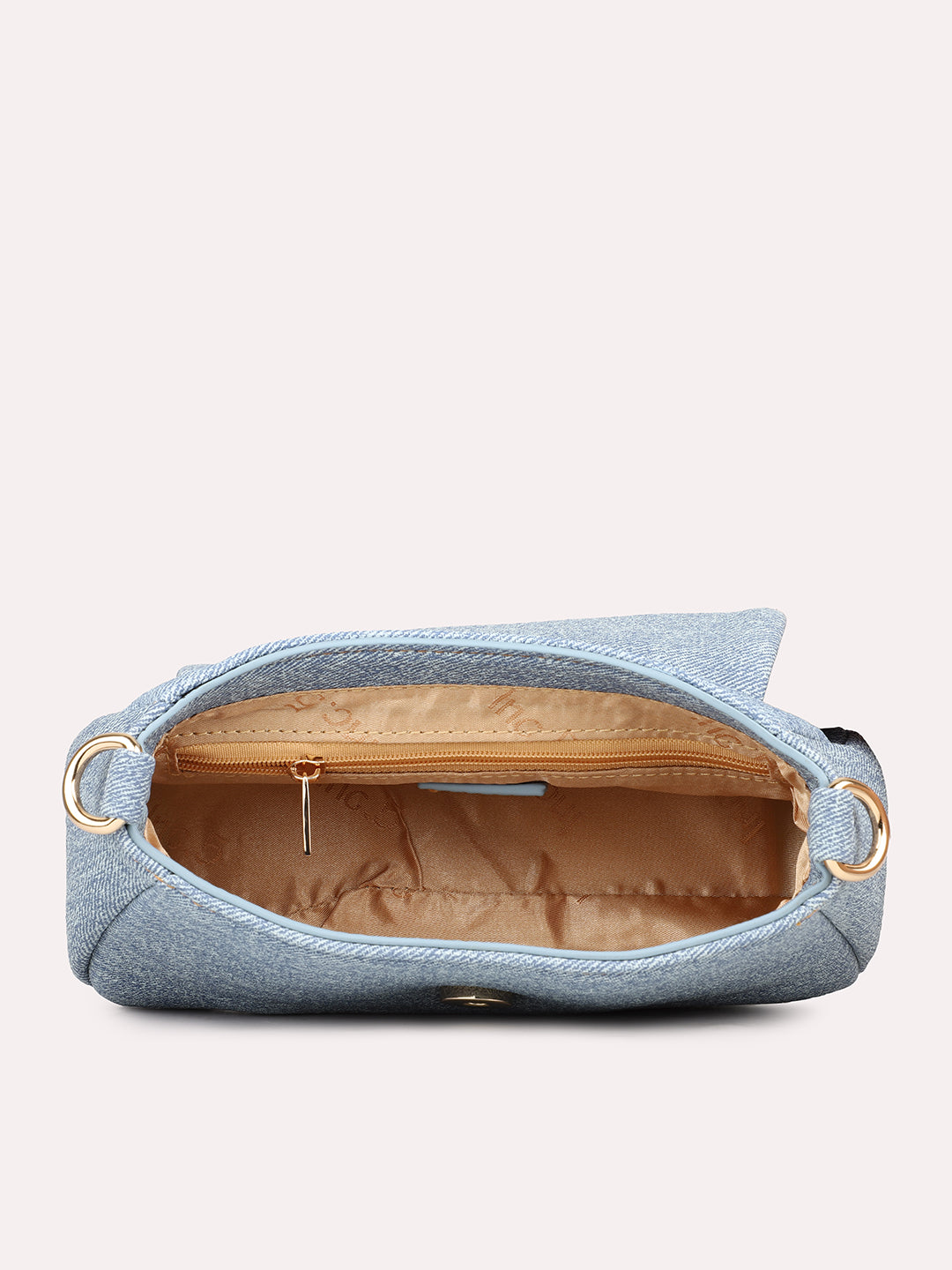 Womens Blue Textured Sling Bag