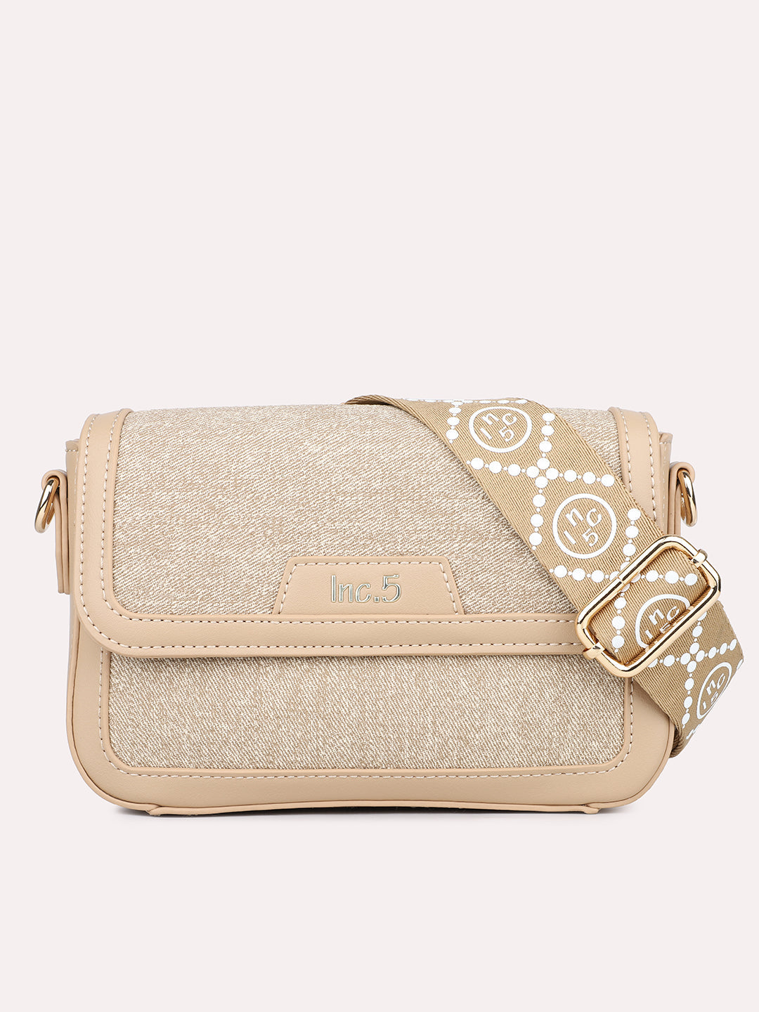 Womens Beige Textured Sling Bag