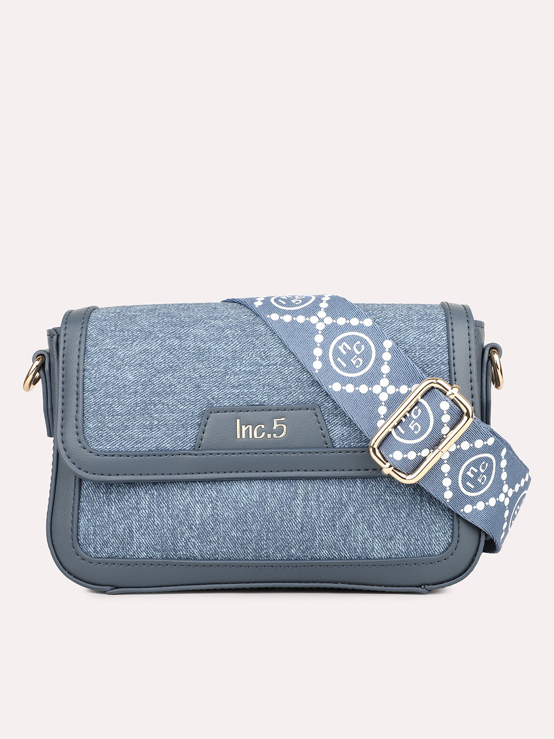 Womens Blue Textured Sling Bag