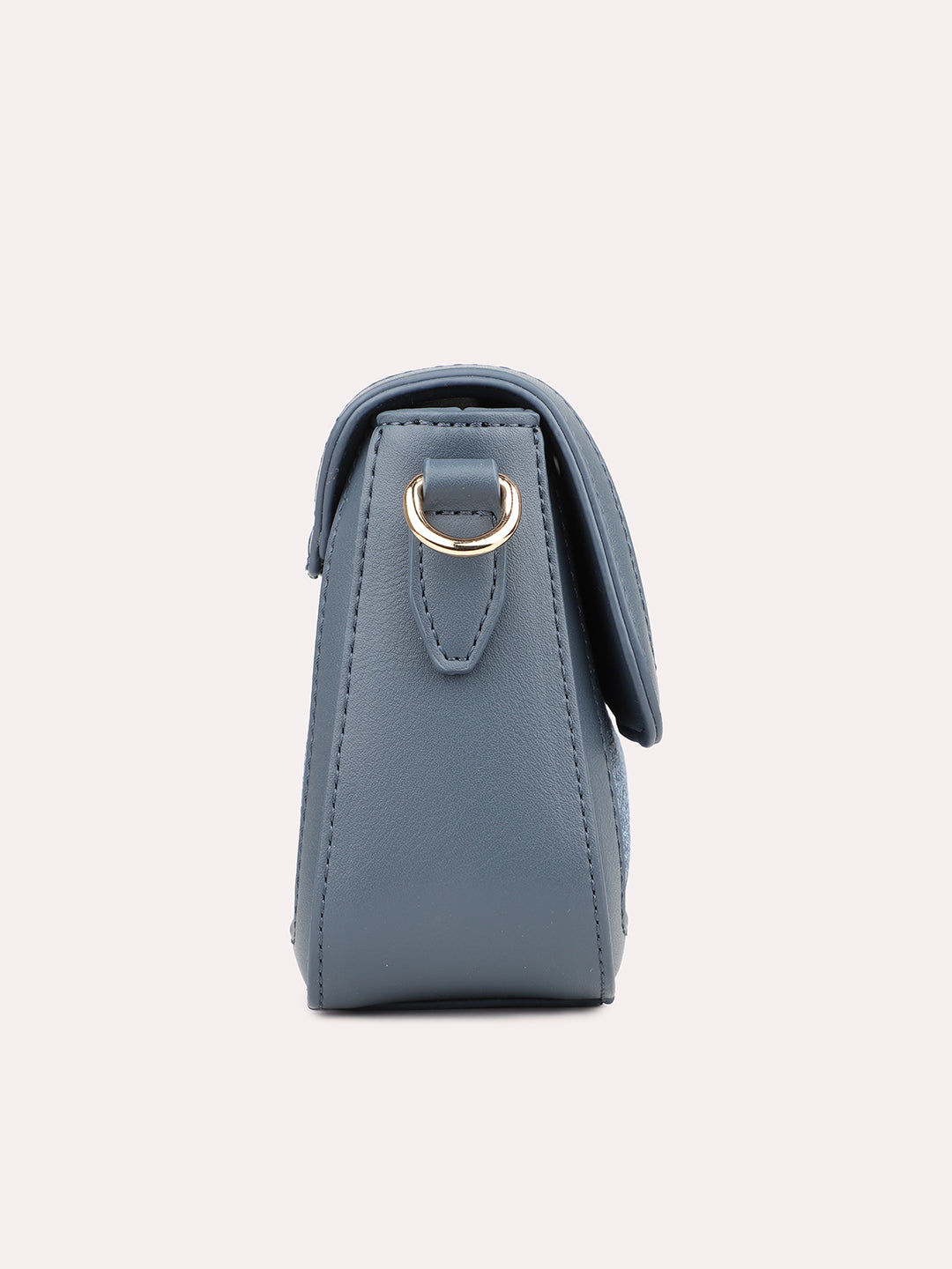 Womens Blue Textured Sling Bag