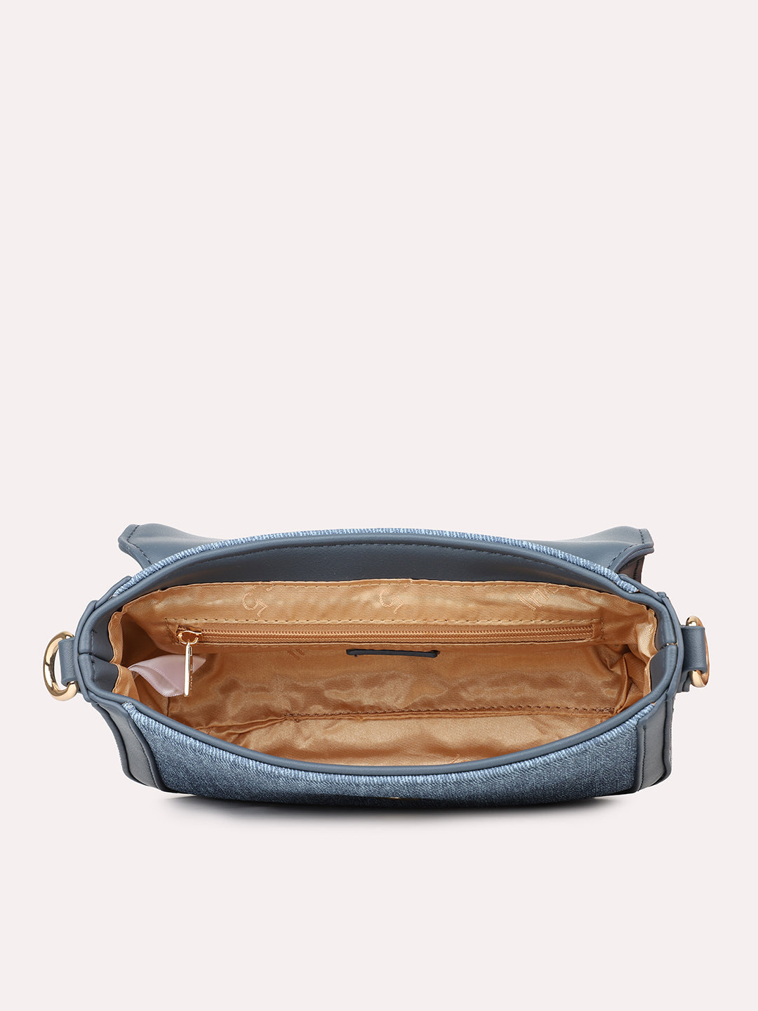 Womens Blue Textured Sling Bag