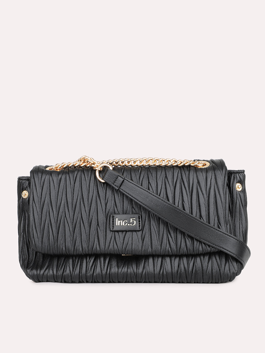 Womens Black Textured Sling Bag