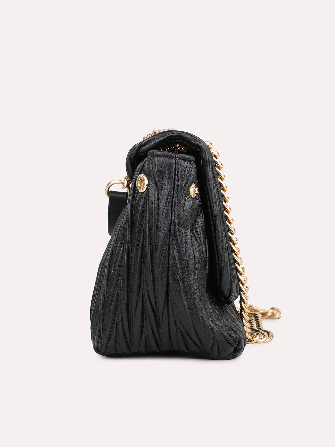 Womens Black Textured Sling Bag