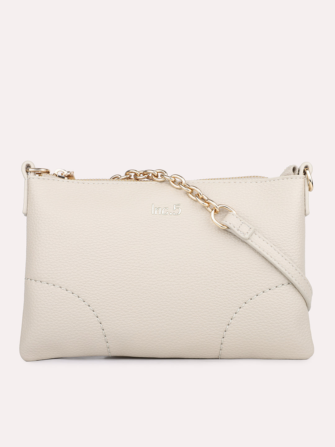 Womens Beige Textured Sling Bag