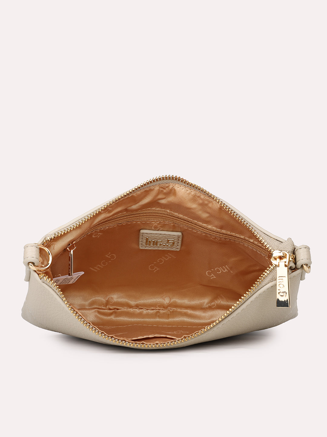 Womens Beige Textured Sling Bag