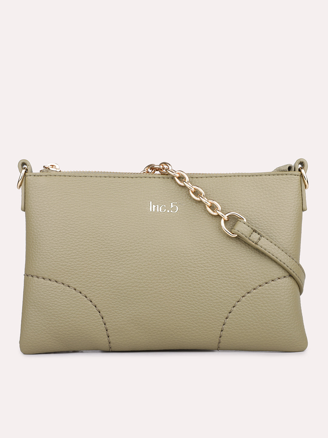 Womens Green Textured Sling Bag