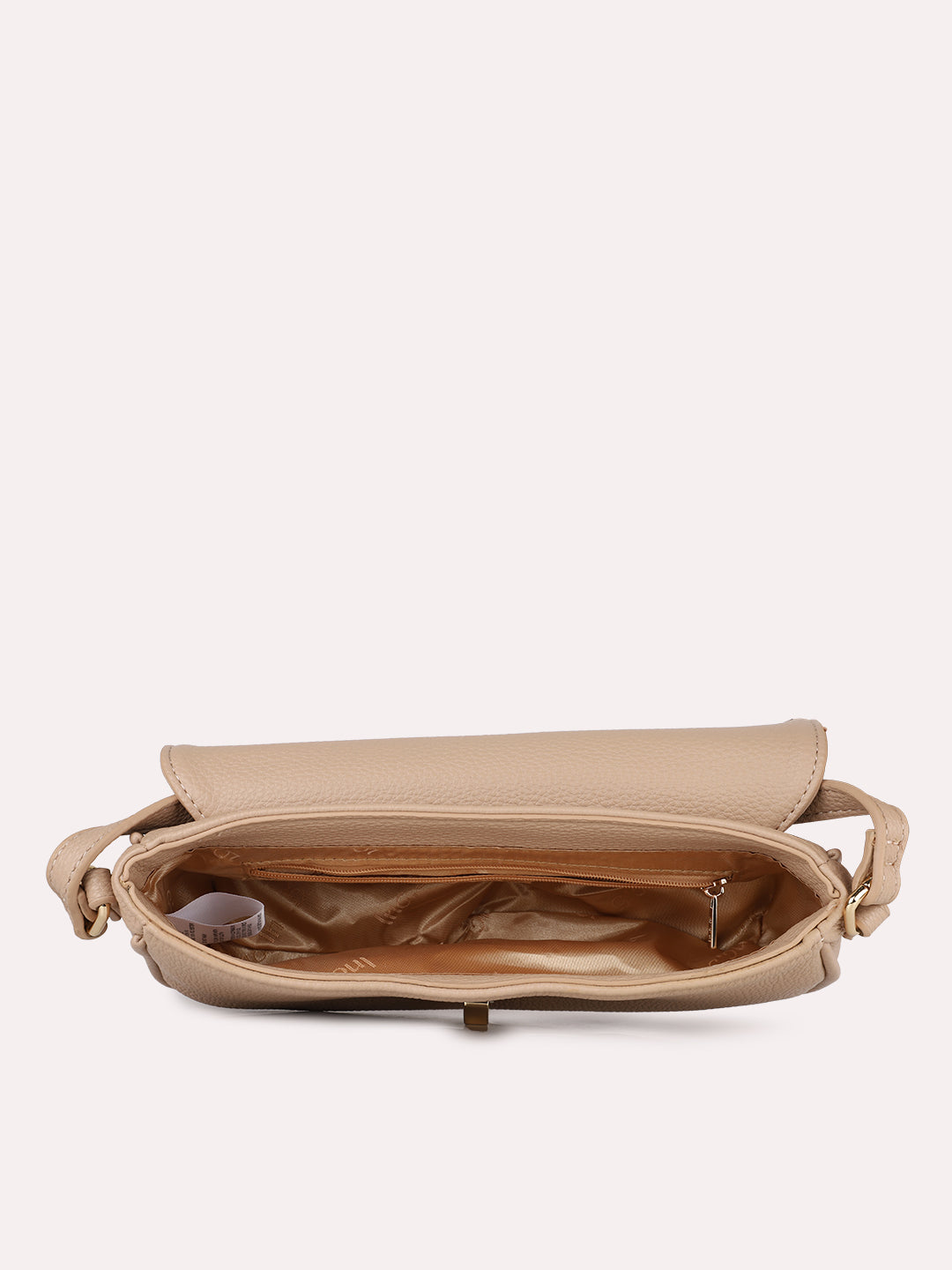 Womens Beige Solid Sling Bag