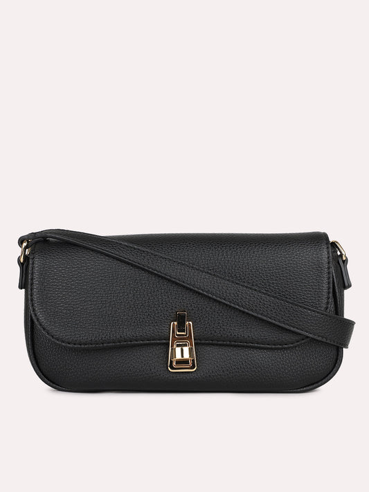 Womens Black Solid Sling Bag