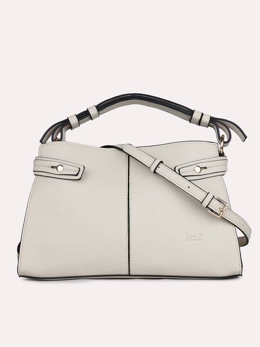 Womens Beige Solid Handbag