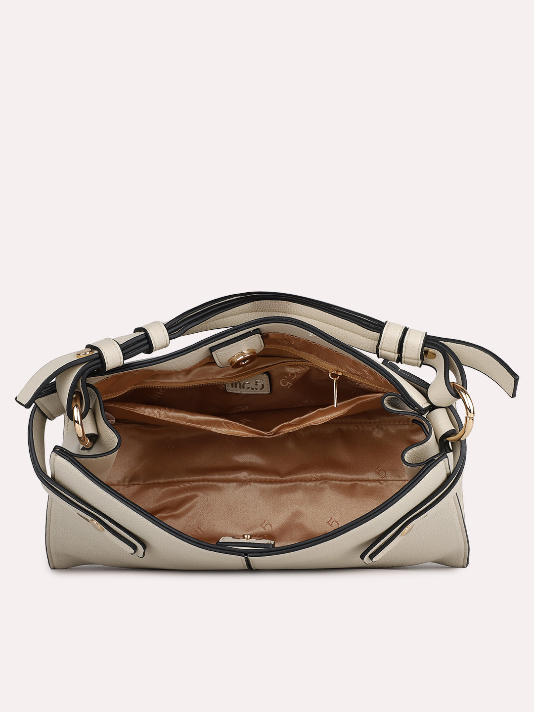 Womens Beige Solid Handbag