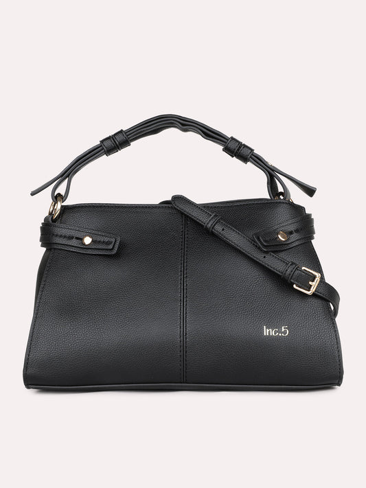 Womens Black Solid Handbag