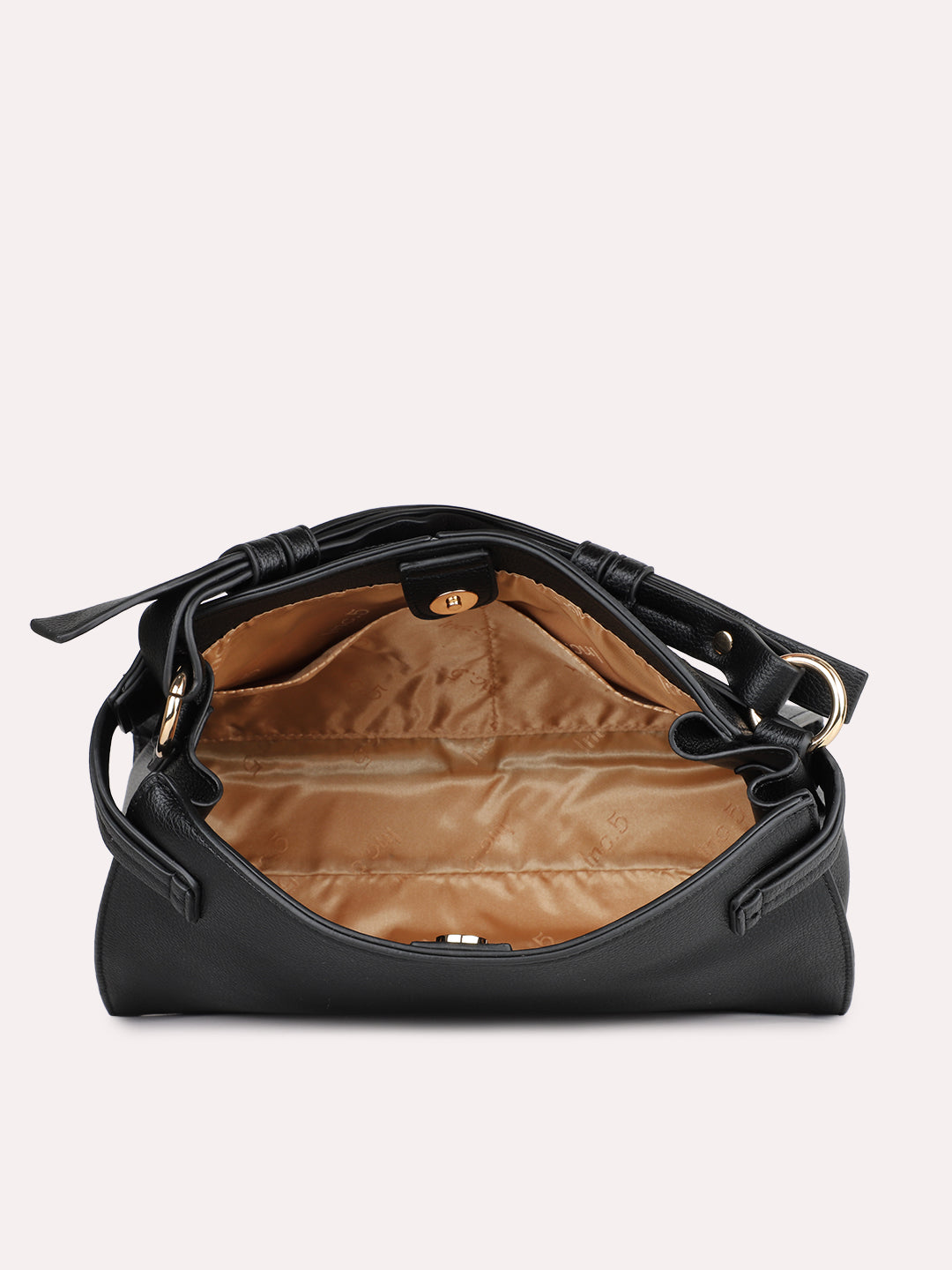 Womens Black Solid Handbag