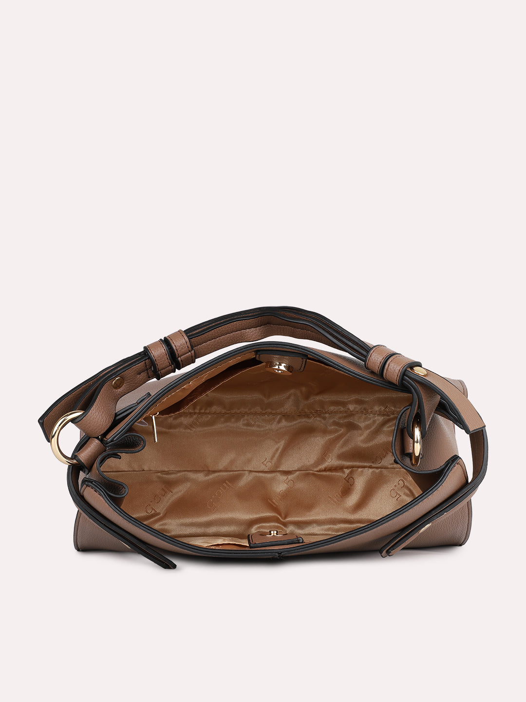 Womens Brown Solid Handbag