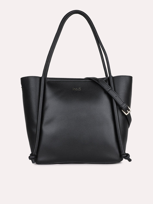 Womens Black Solid Shoulder Bag