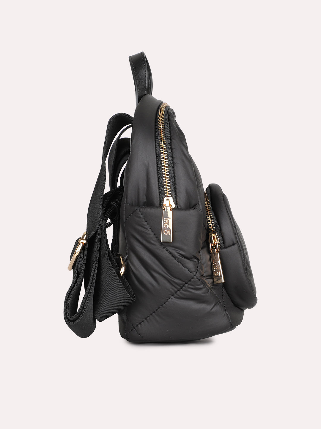 Womens Black Textured Backpack