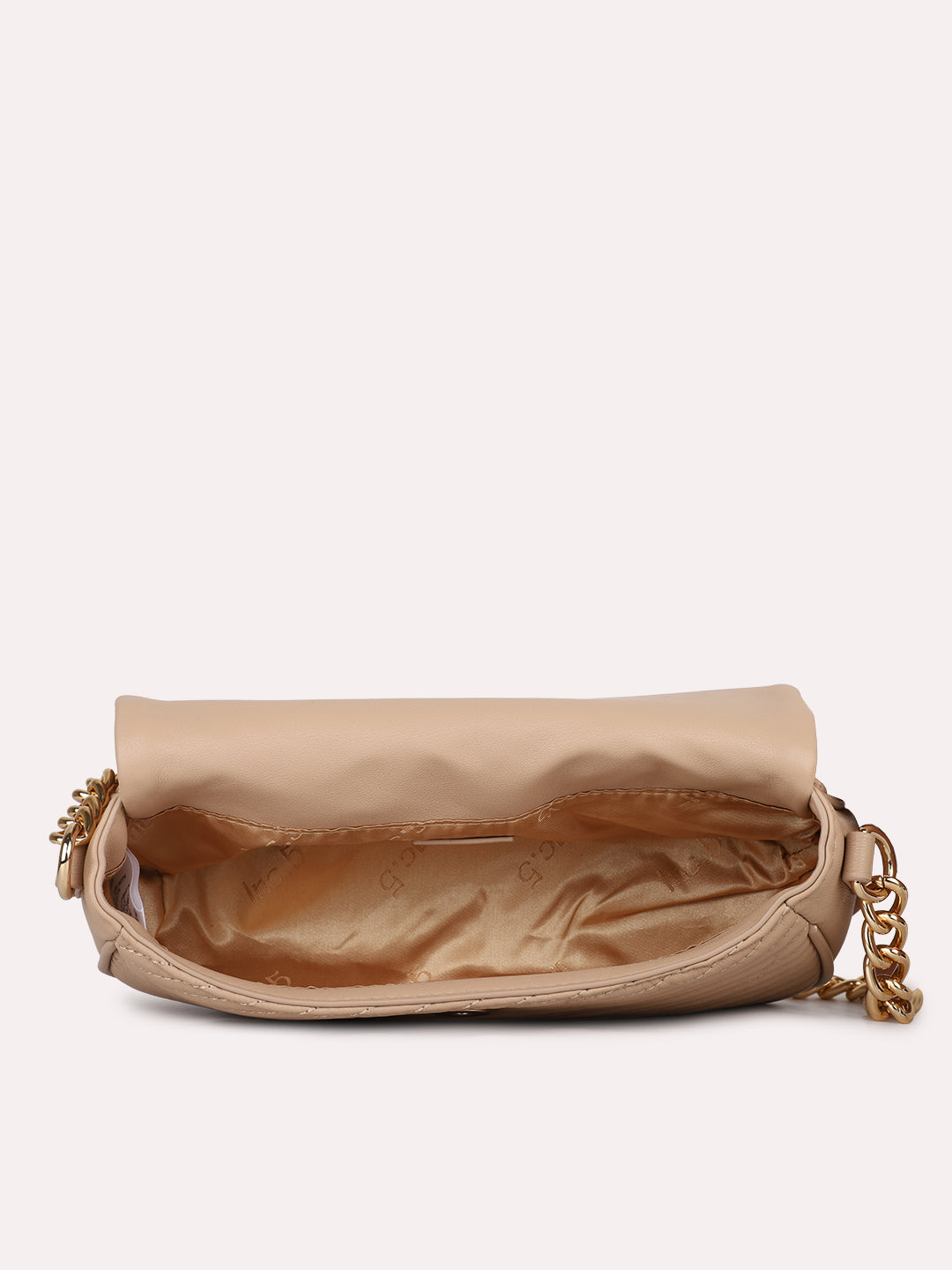 Womens Beige Textured Sling Bag