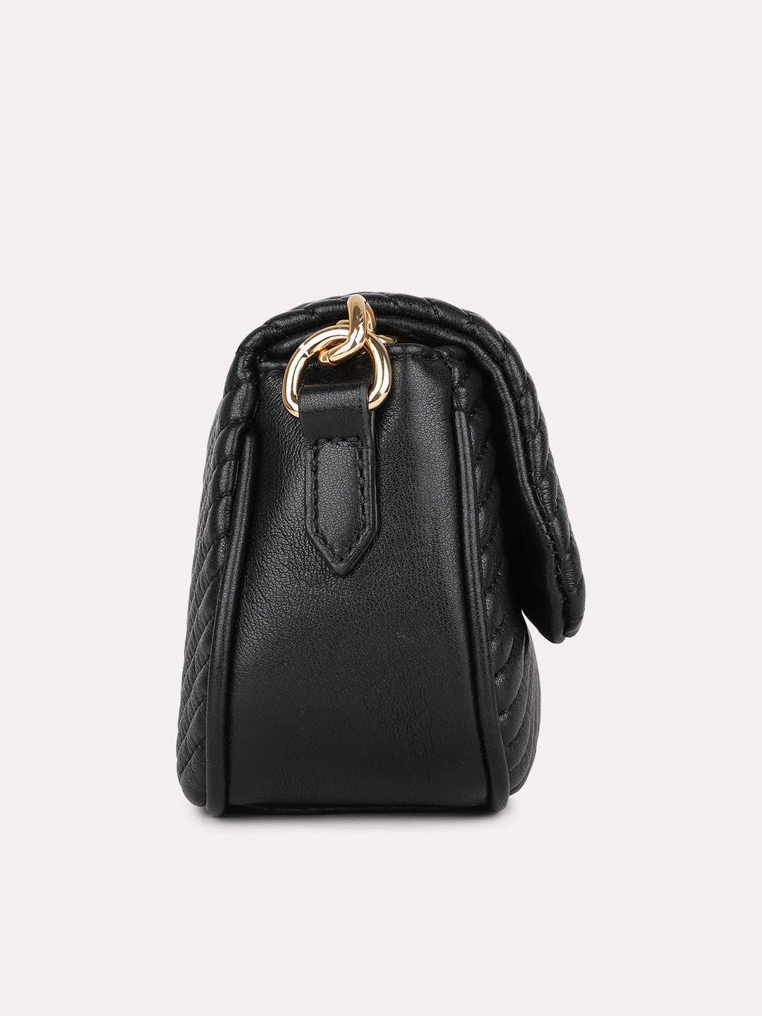 Womens Black Textured Sling Bag