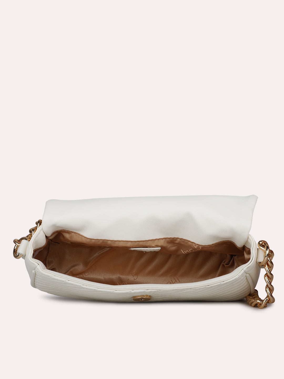 Womens Cream Textured Sling Bag