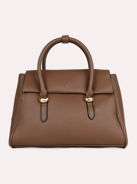 Womens Brown Solid Handbag