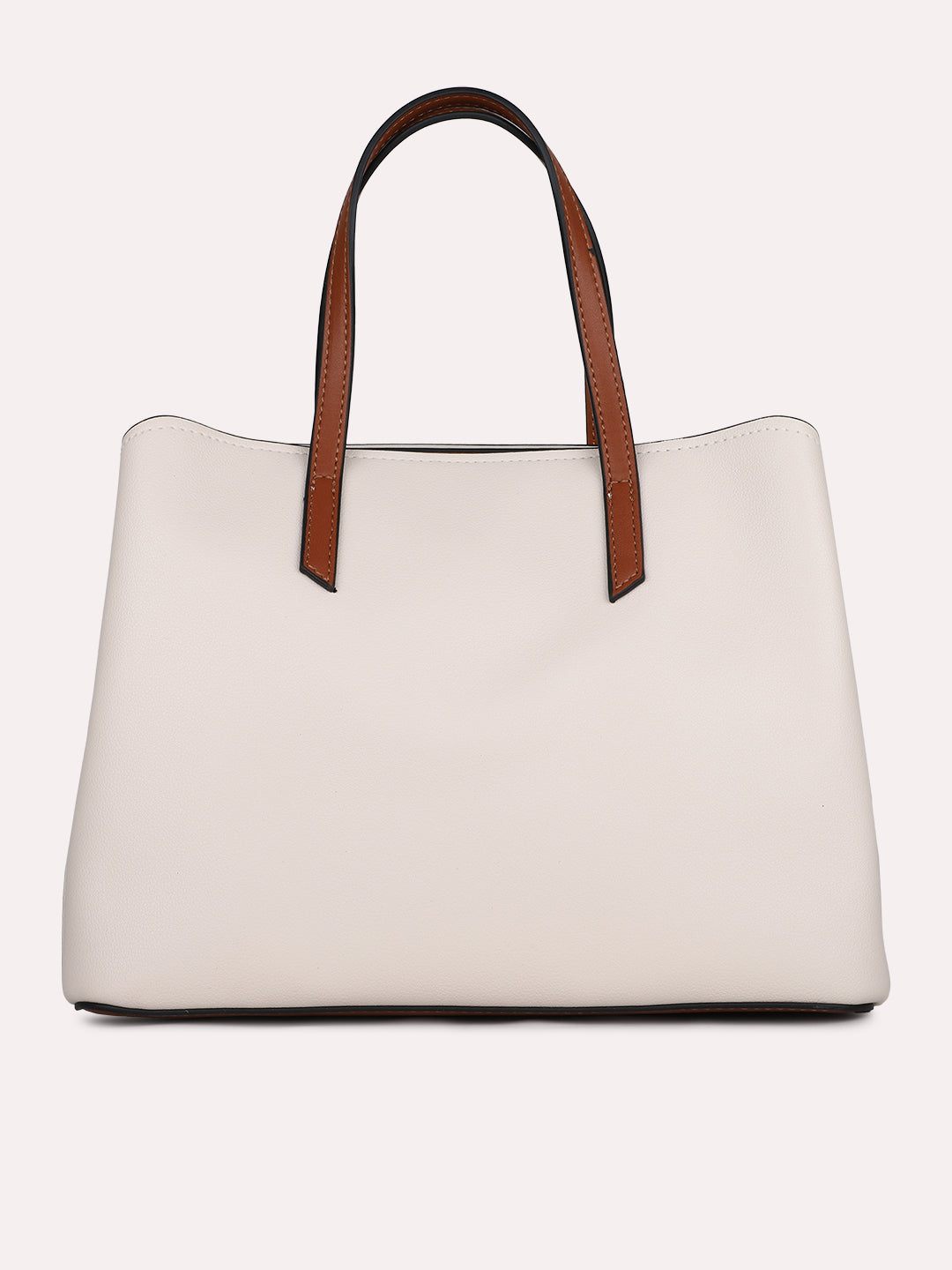 Womens Cream Solid Handbag