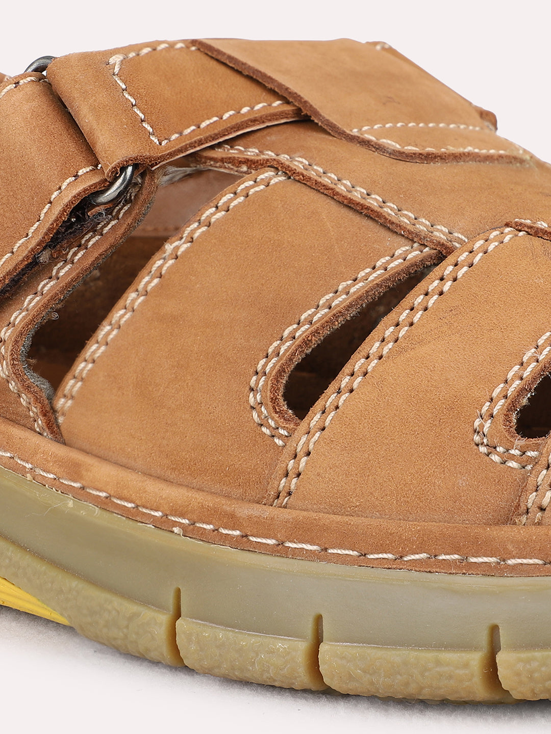 Mens Brown Casual Solid Round Toe Sandals