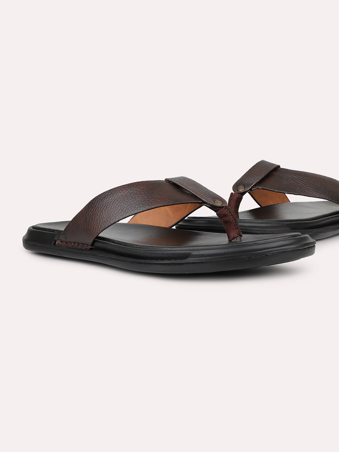 Men Brown Textured Casual Comfort Sandals