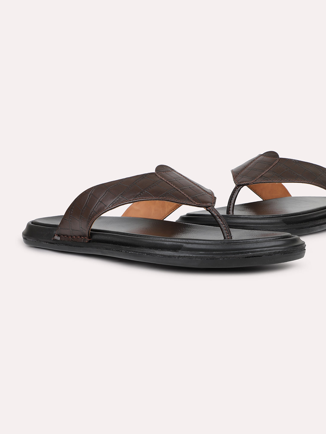 Men Brown Textured Casual Comfort Sandals