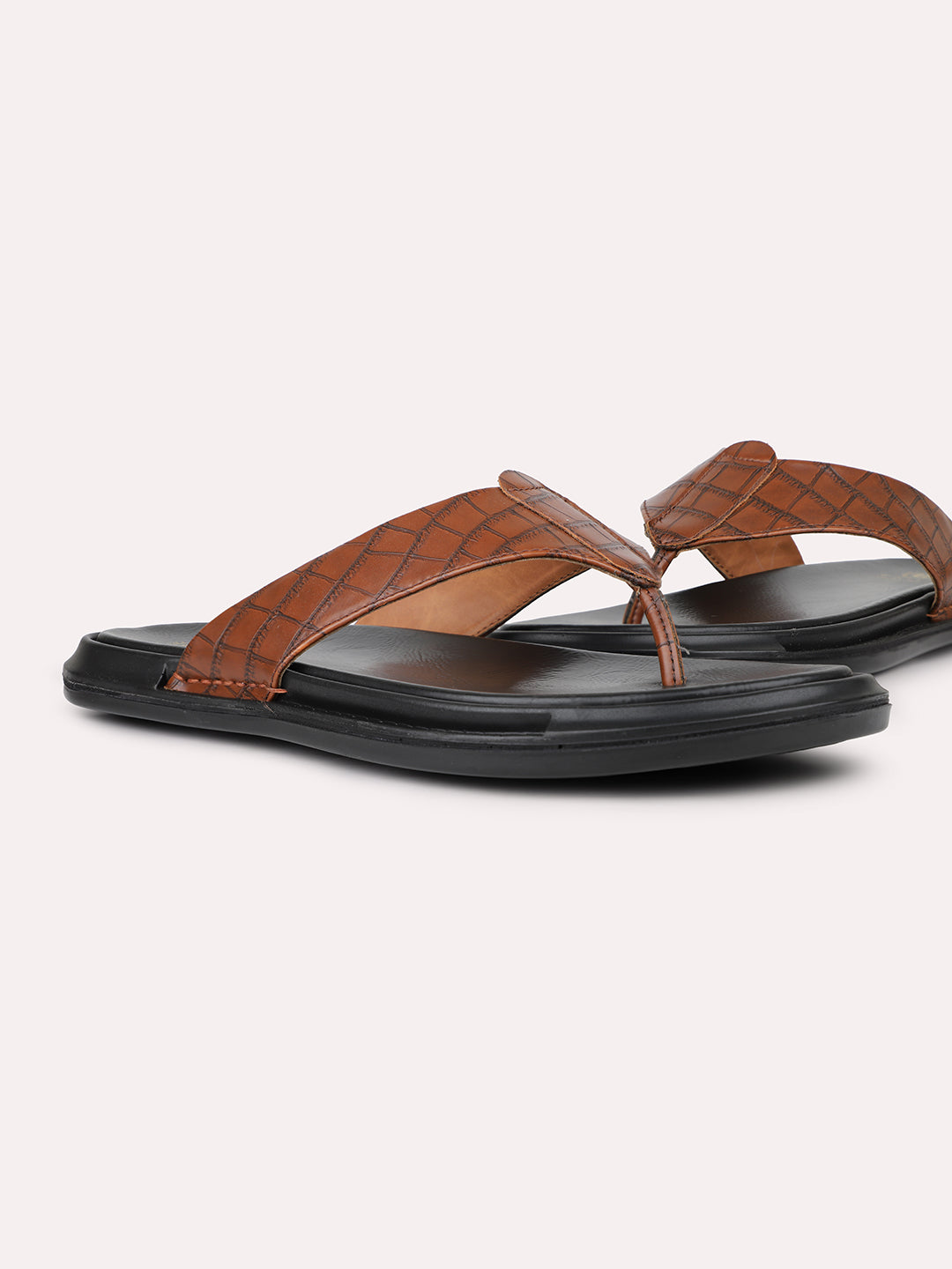 Men Tan Textured Casual Comfort Sandals