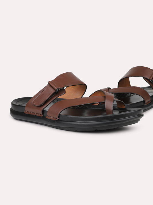 Men Brown Leather Comfort Sandals