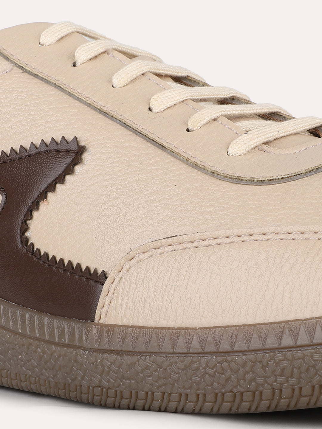 Mens Beige Casual Solid Round Toe Sneakers Shoe
