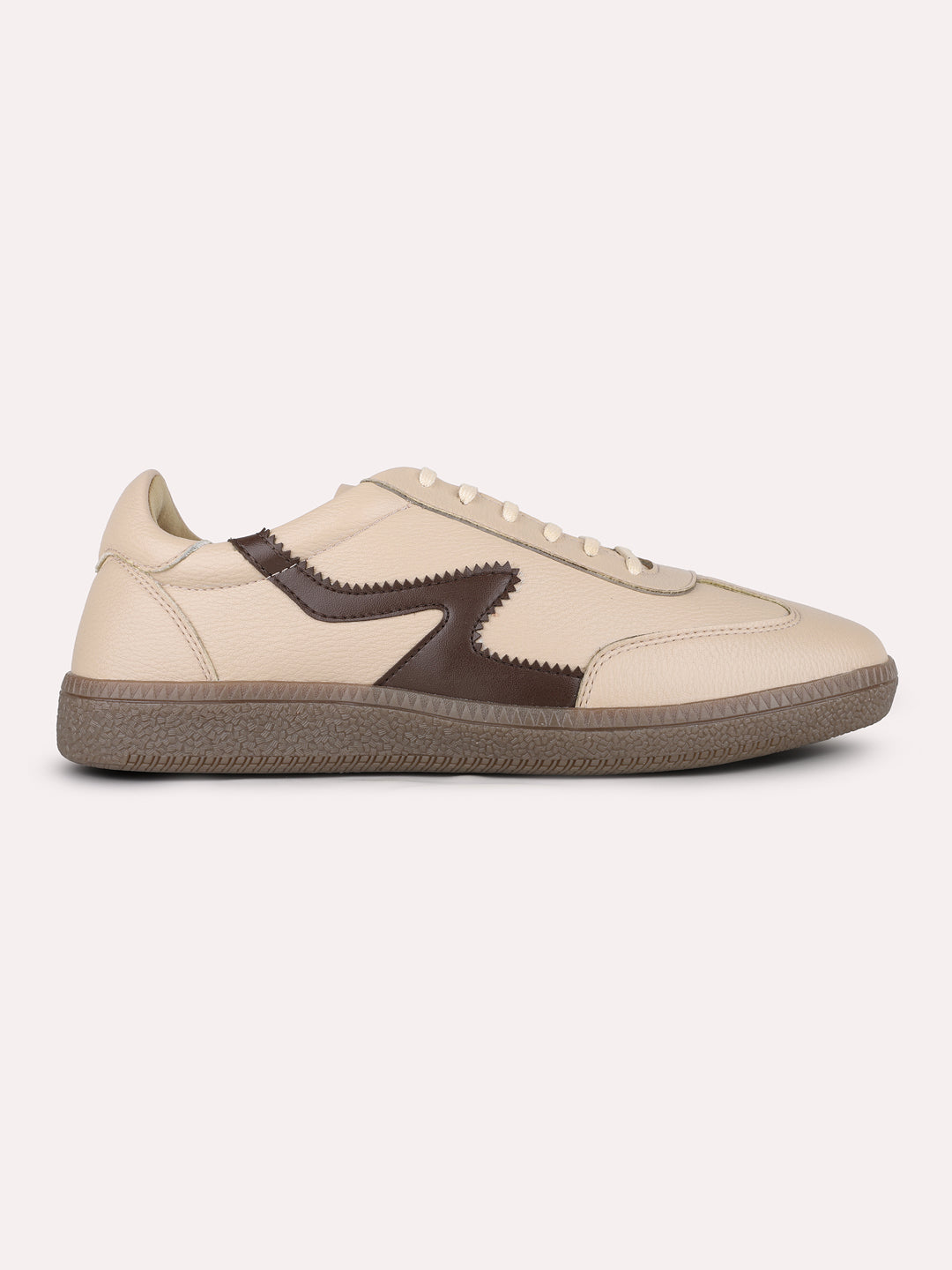 Mens Beige Casual Solid Round Toe Sneakers Shoe