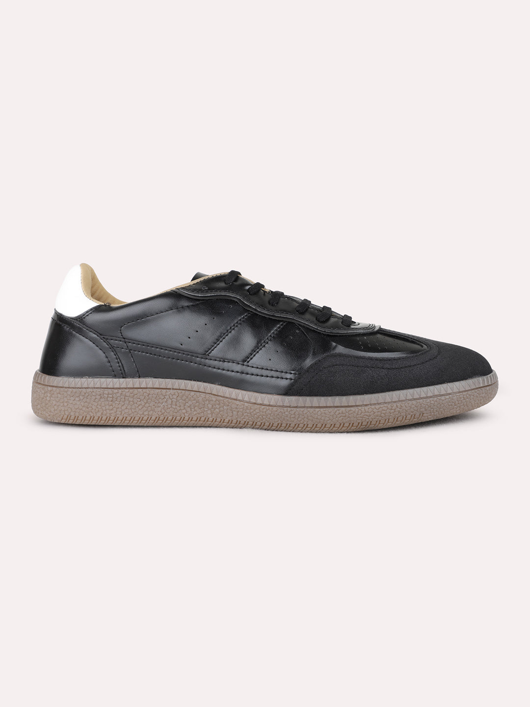 Mens Black Casual Solid Round Toe Sneaker Shoe