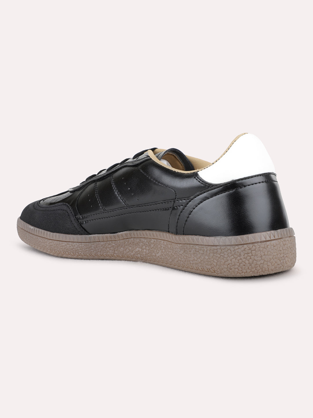 Mens Black Casual Solid Round Toe Sneaker Shoe