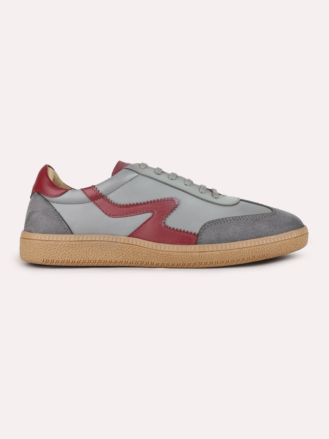 Mens Grey Casual Solid Round Toe Sneakers Shoe