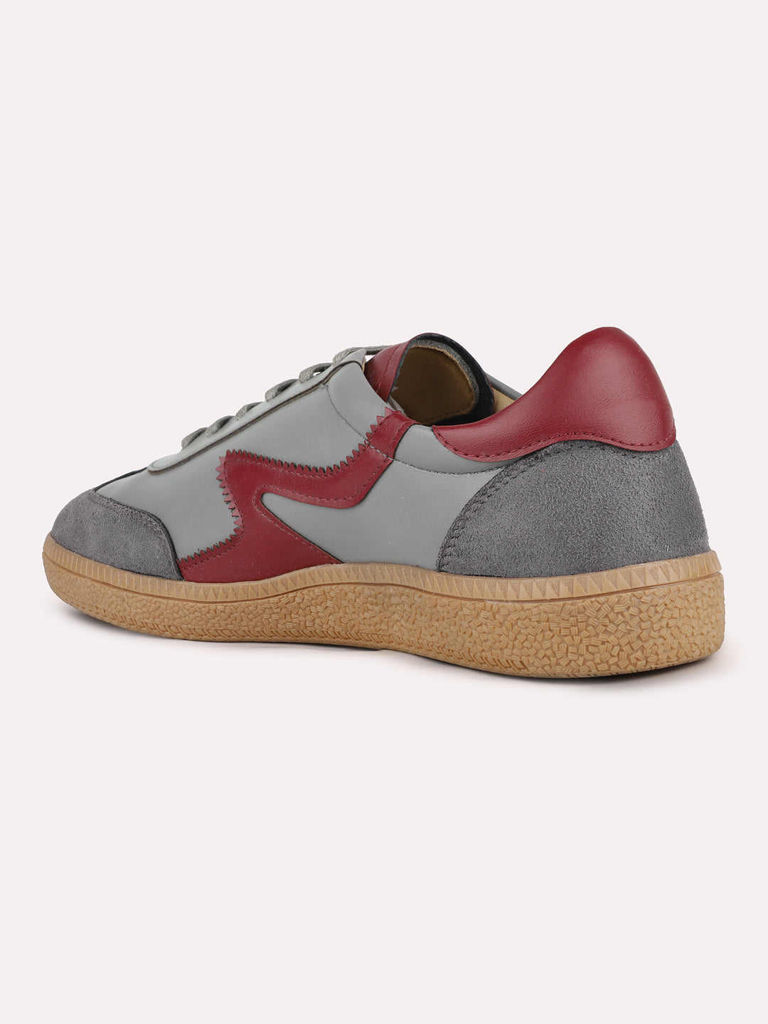Mens Grey Casual Solid Round Toe Sneakers Shoe