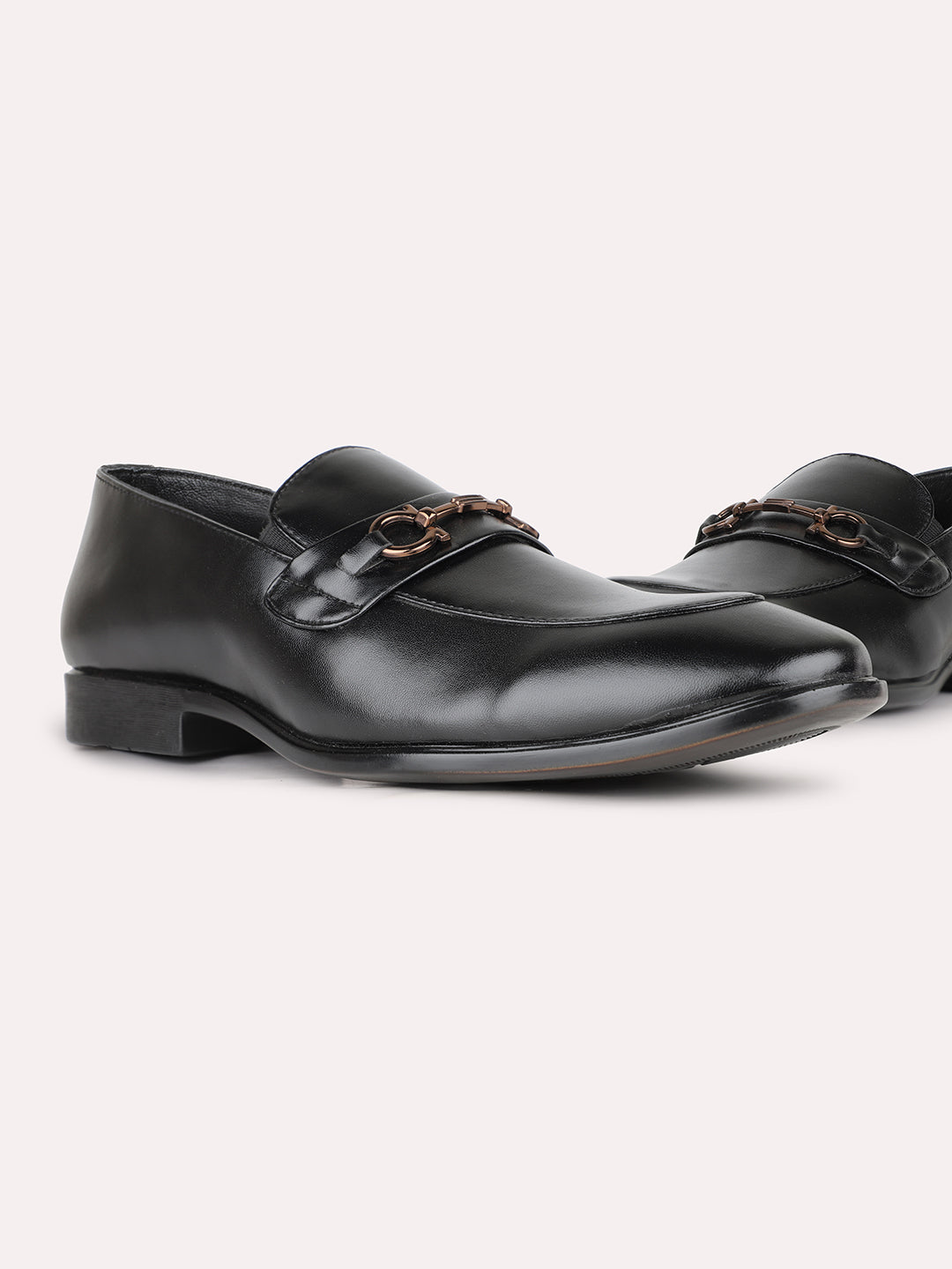 Mens Black Pointed Pattern Casual Moccasin Shoe