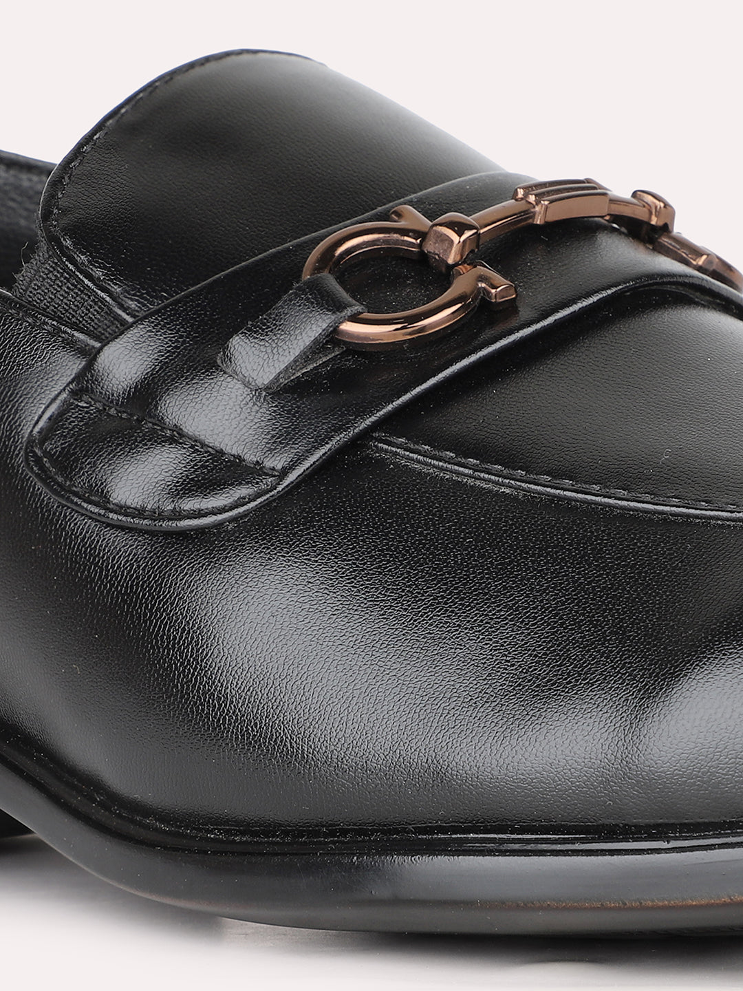 Mens Black Pointed Pattern Casual Moccasin Shoe