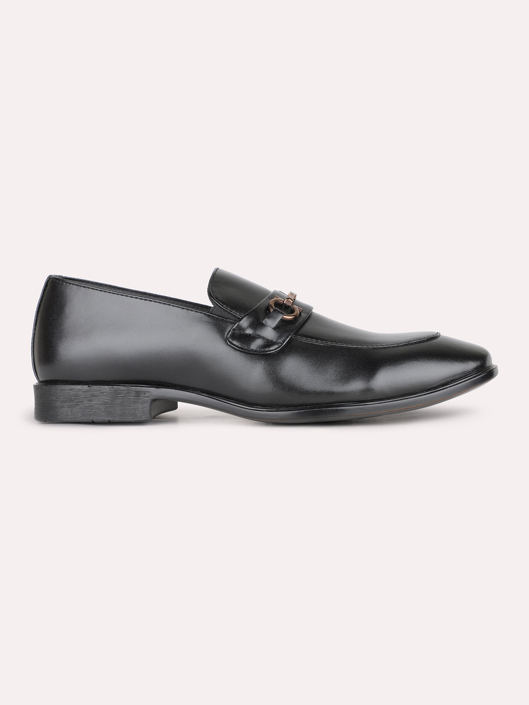 Mens Black Pointed Pattern Casual Moccasin Shoe
