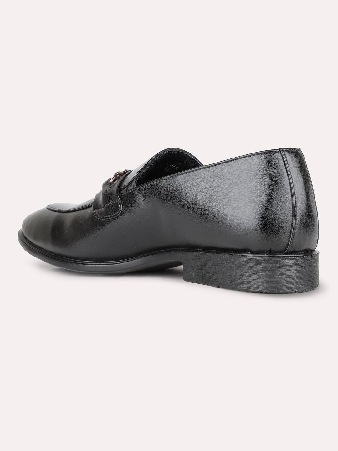 Mens Black Pointed Pattern Casual Moccasin Shoe