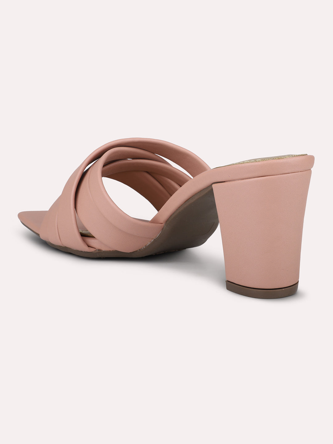 Women Peach Strappy Block Heels